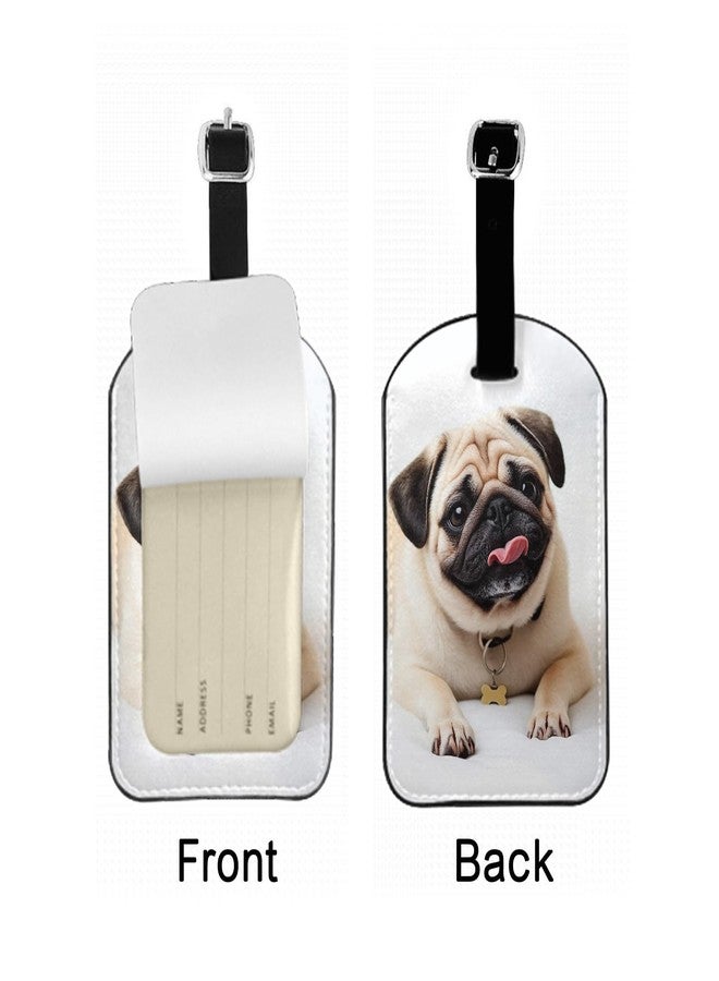 Zoczos Pug Dog Luggage Tag Face Happy Puppy Cute Pet Animal Suitcase Tag with Strap for Handbag School Bag Label ID, 1 Pack - Image 3